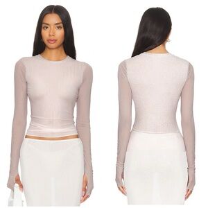 NWT AFRM Kaylee Long Sleeve Top Nude Illusion Size XL